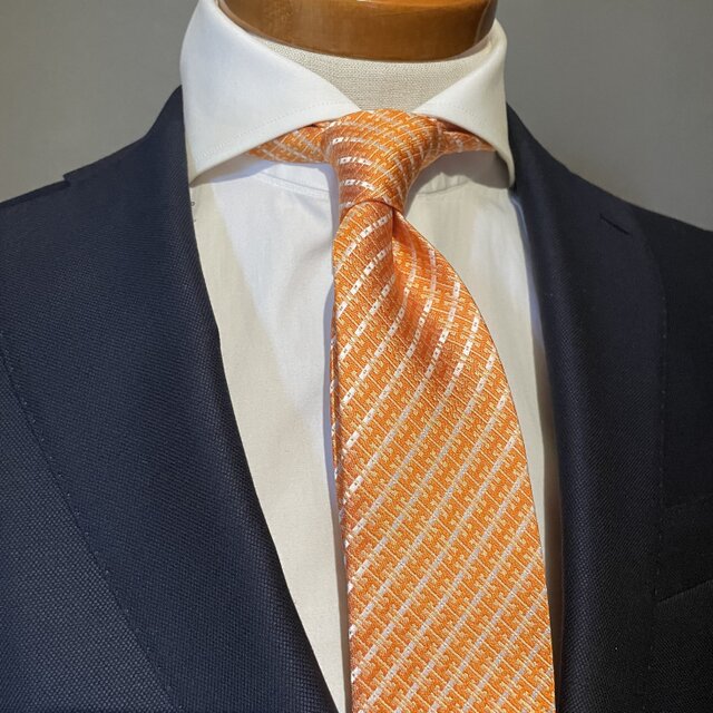 【限定】１点物　オレンジ　プレゼント　ギフト　ネクタイ　誕生日　父の日　【別途】名入れ　イニシャル　刺繍　