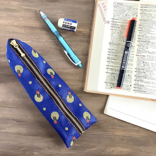 【蛍】畳縁　テトラ型　ペンケース　紺　夏　昆虫　夜
