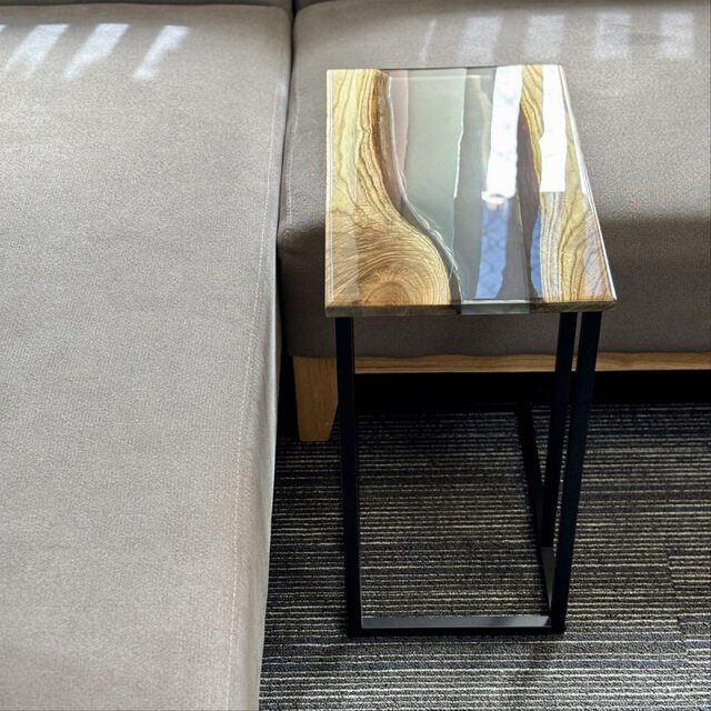 サイドテーブル アイアン 無垢材 木製 アンティーク コの字 モダン