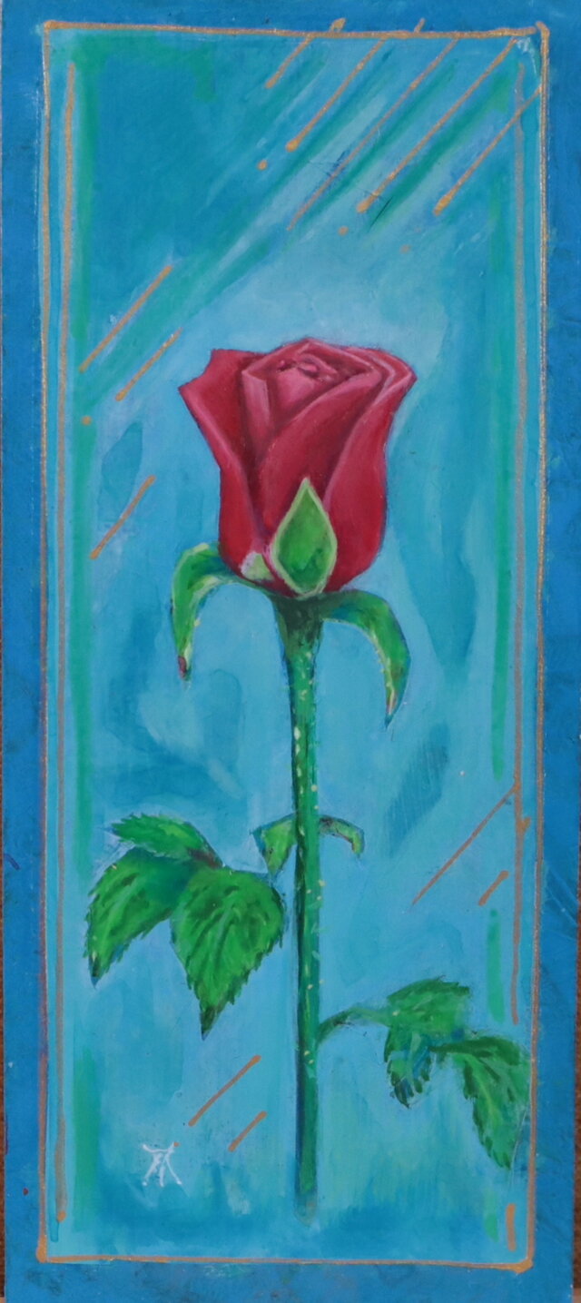 アクリル「光射す薔薇」