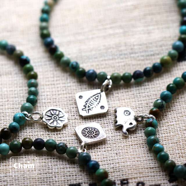 選べるチャーム ターコイズアンクレット メンズアンクレット