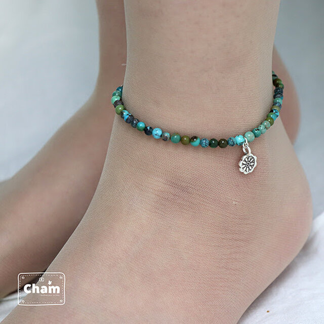ターコイズアンクレット 選べるチャーム ターコイズアンクレット メンズアンクレット