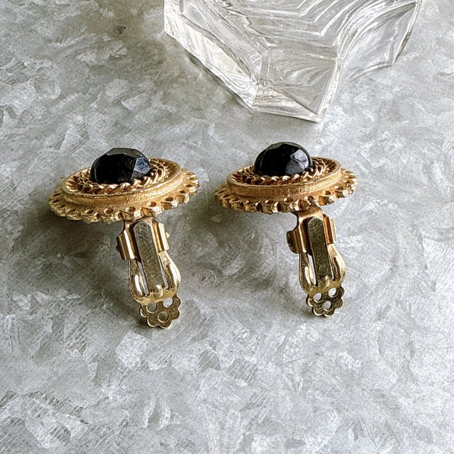 〓美品〓 IKUO PARIS イヤリング ゴールド×紺 ヴィンテージ