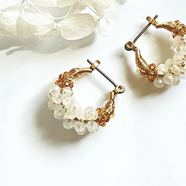 天然石♡レア♡大輪お花模様ホワイトアイアゲートのピアス14kgf 0_78295b33a7ce76aa5daf639f6f65