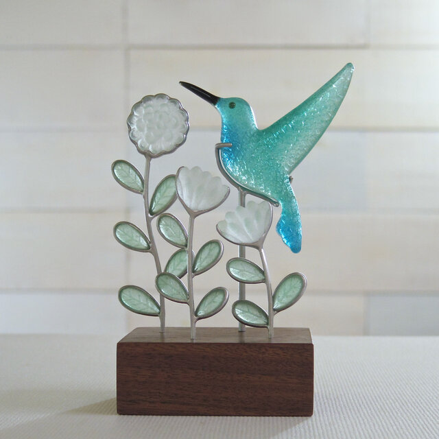 ハチドリと花のオブジェ