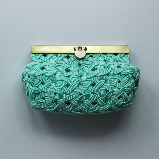 ハッピーを詰め込む 水引がま口ポーチ（スカイブルー）