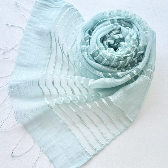 透かし織＊青竹色＊コットンシルクストール