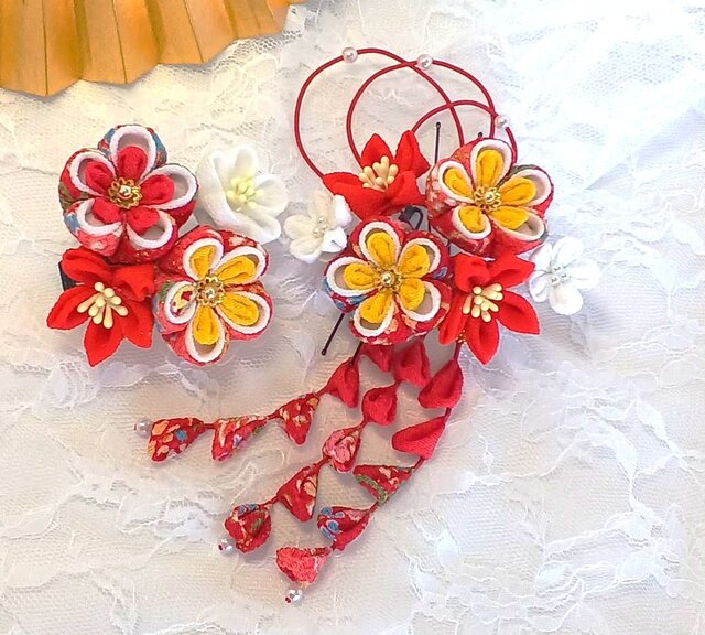 専用　七五三　花霞爛漫勝山簪　金竹堂　金属簪　平打ち簪　後押し　9点セット 七五三 花かんざし（七つ参り用）3点セット | 金竹堂/京もの