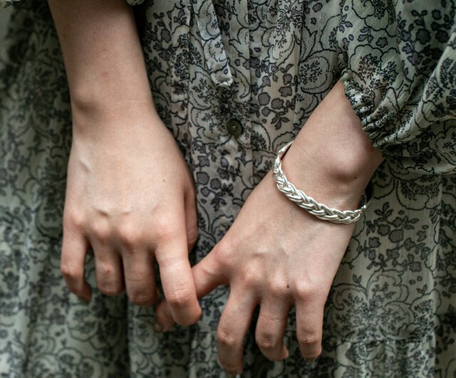 Vintage style braided bangle / 四つ編みバングル シルバー925・真鍮