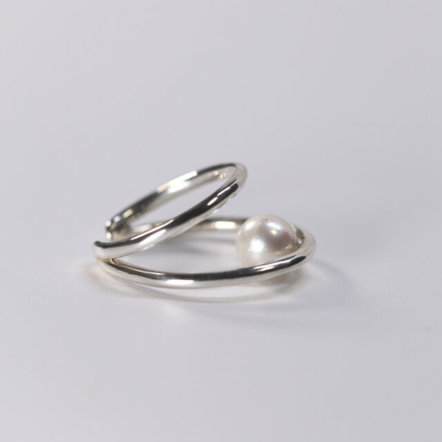Double line pearl ring (pinky)