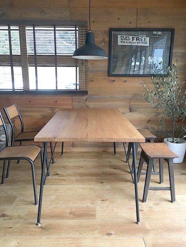Rustic Oak 12*75 クリ無垢材　天然オイル仕上　ダイニングテーブル