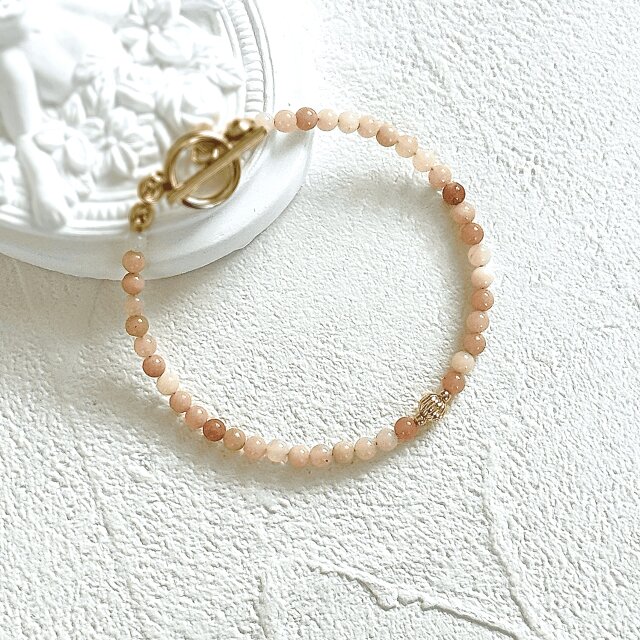 愛を紡ぐ◆ピンクオパール天然石ブレスレット｜ラウンド3ｍｍ×マンテル◆10月誕生石　天然石