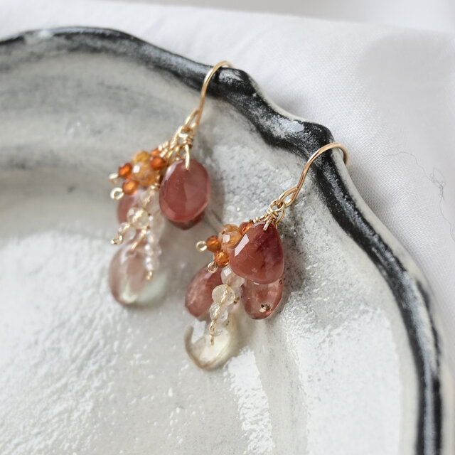 14kgf 天然石　*ルース品質* アンデシン　一粒　ピアス　イヤリング アンデシン房ピアス・イヤリング変更可・14kgf | iichi 日々の暮らしを