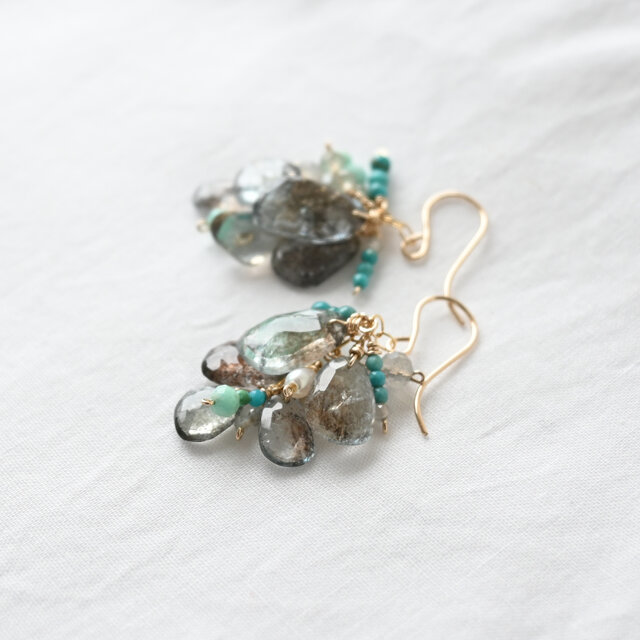 UV蛍光ドラゴンガーネット&大粒モスアクアマリンのチャーム＊14kgf