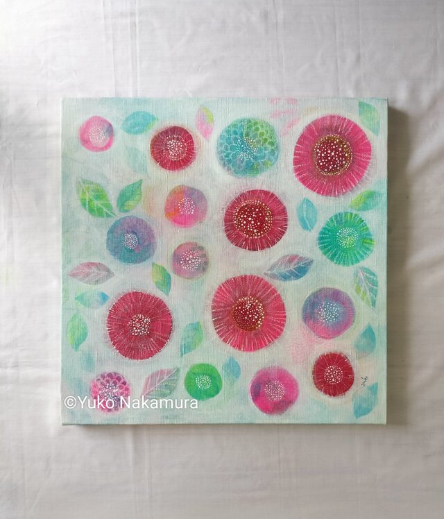 【花瓶】　手描き 花模様が素敵 花瓶】 手描き 花模様が素敵