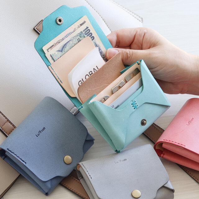 お札が折れない鍵が入るコンパクト財布 LF-031 シビラ×ヌメ革ツｰトン ミニ財布 レザーウォレット 小さい財布 軽い財布