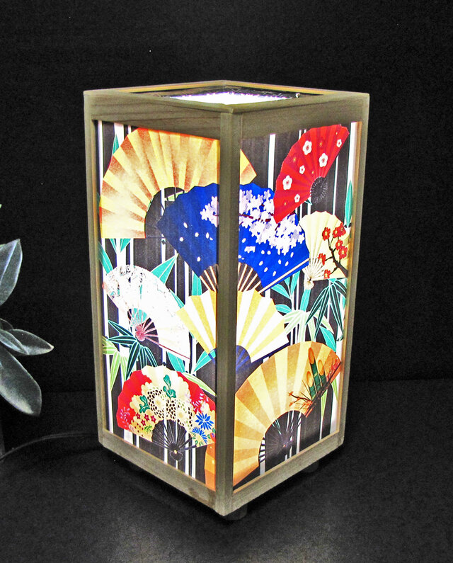 ◆華燭の宿り木=「笹竹舞扇」／美を高めるラミネート／LED昼白色･桧枠造・フイルム加工・軽量／至福の灯火!!