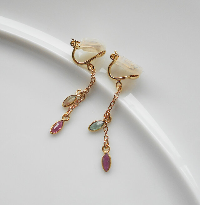 マルチカラートルマリンのゆらゆらイヤリング　　