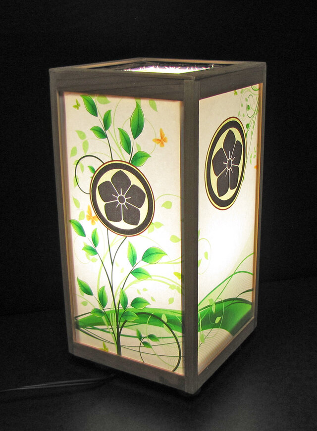 ◆家紋の宿り木=「銀杏」(家紋変更可）／至福の夢明り／LED昼白色･桧枠造・厚紙張貼・軽量／