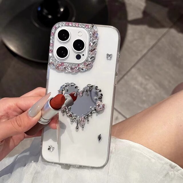 ミラー iPhoneケース ダイヤデコ オシャレ かわいい | iichi