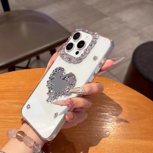 ミラー iPhoneケース ダイヤデコ オシャレ かわいい | iichi