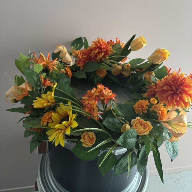 再販】迫力の50cm！ひまわりやチューリップ、オレンジの花を使った