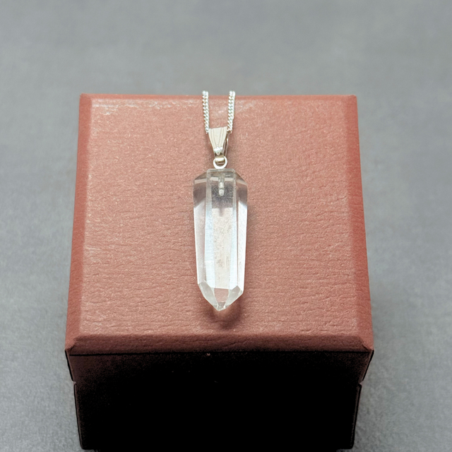 25~30mm つらら クォーツ/白水晶  RHP 天然石ネックレス - 柱 S