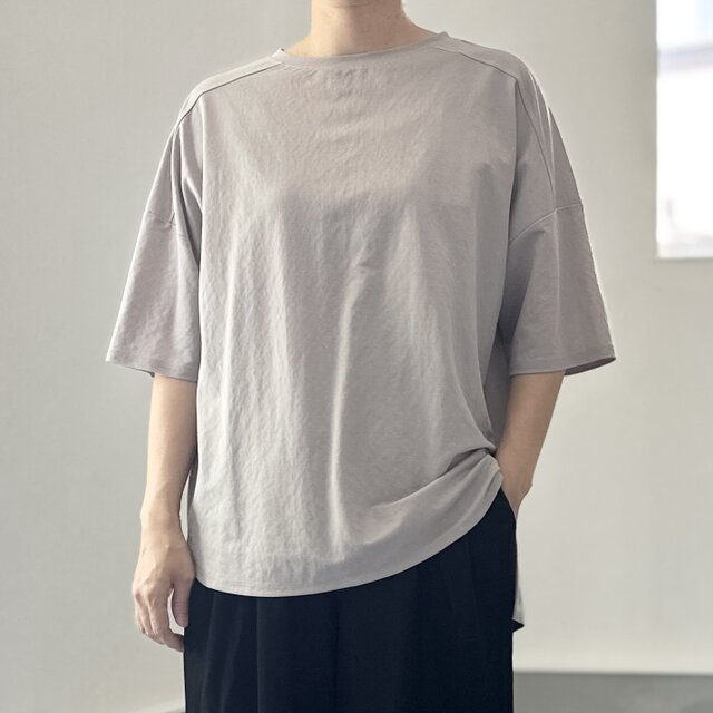 【接触冷感】サイドスリット オーバーサイズ半袖プルオーバー 5色展開【グレー】『2025リデザイン』