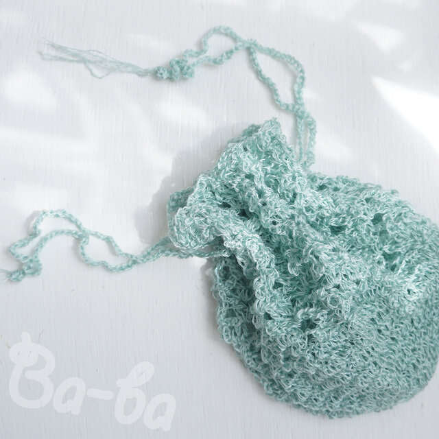 ばあば ♪ 透かし編みの、すけすけ巾着 （瓶覗・KPS0）