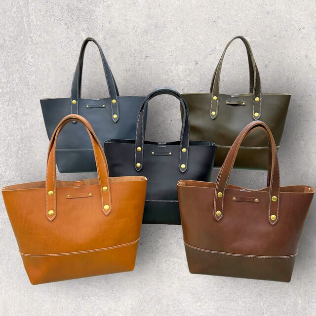 【新色追加】レザートートバッグM（ハンドメイド／A4収納可／肩掛け）