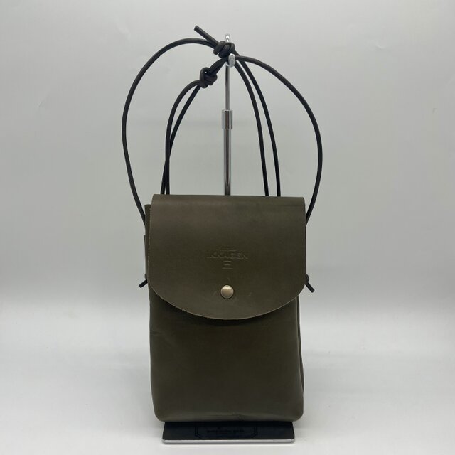 レザー縦長フラップポシェット（ハンドメイド／コンパクト／長財布