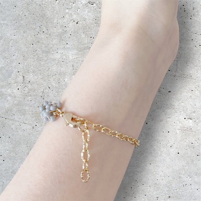 バイカラービーズ＊リンクラインブレスレット】くすみパープル