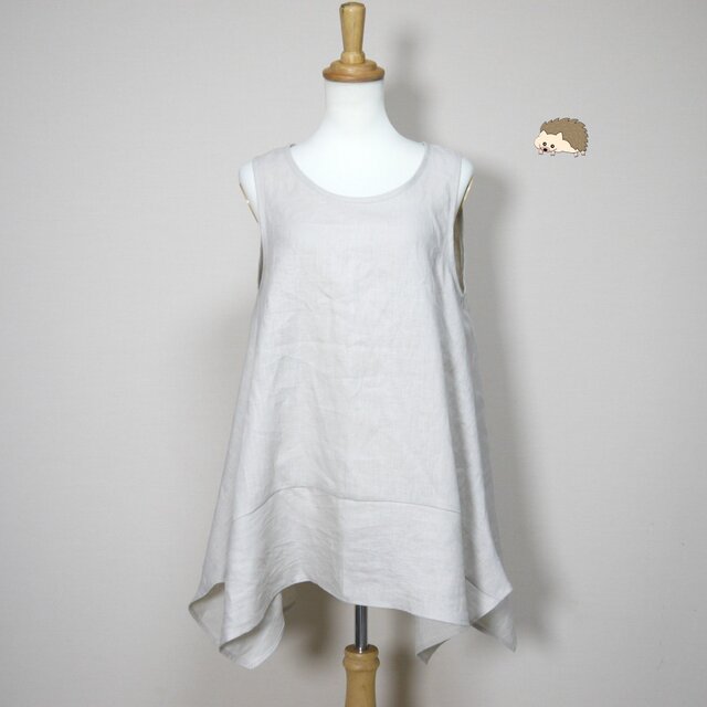 リネン◆フレアキャミ◆ナチュラル◆S・M・Ⅼ・LL（中厚、リネン100％）