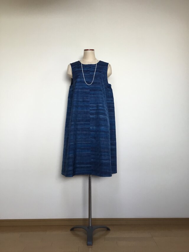 海、波を思うワンピース　　　着物リメイク