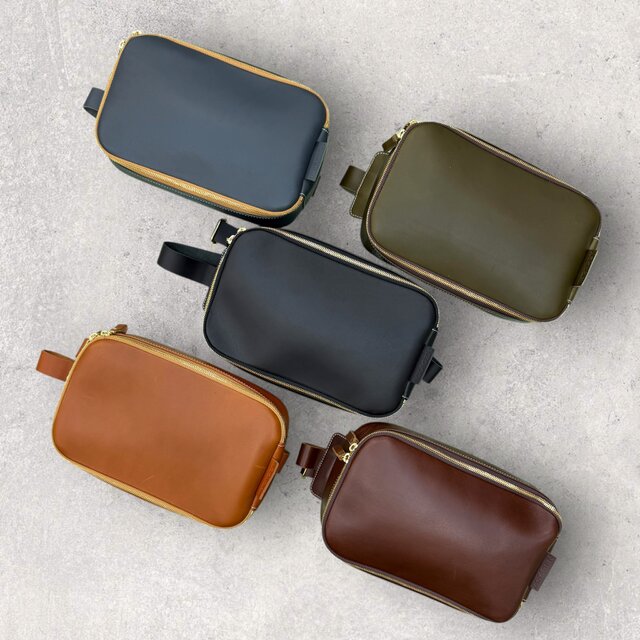 【新色追加】レザーボディバッグ（ハンドメイド／ラウンド型／幅広ストラップ）