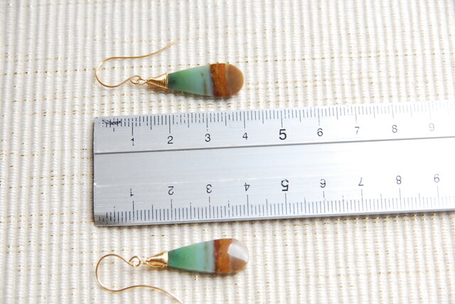 14kgf オパライズドウッドピアス♡ オパライズドウッド ペトリファイドウッド ピアス 希少 14kgf | iichi