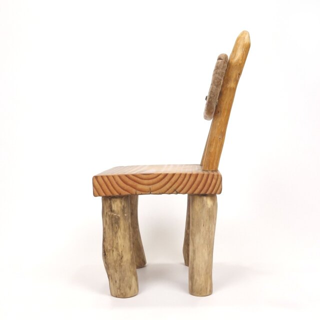 温泉流木】釘が残るレトロ背もたれ椅子型流木飾り台 スタンド 木製