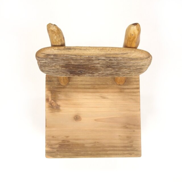 温泉流木】釘が残るレトロ背もたれ椅子型流木飾り台 スタンド 木製