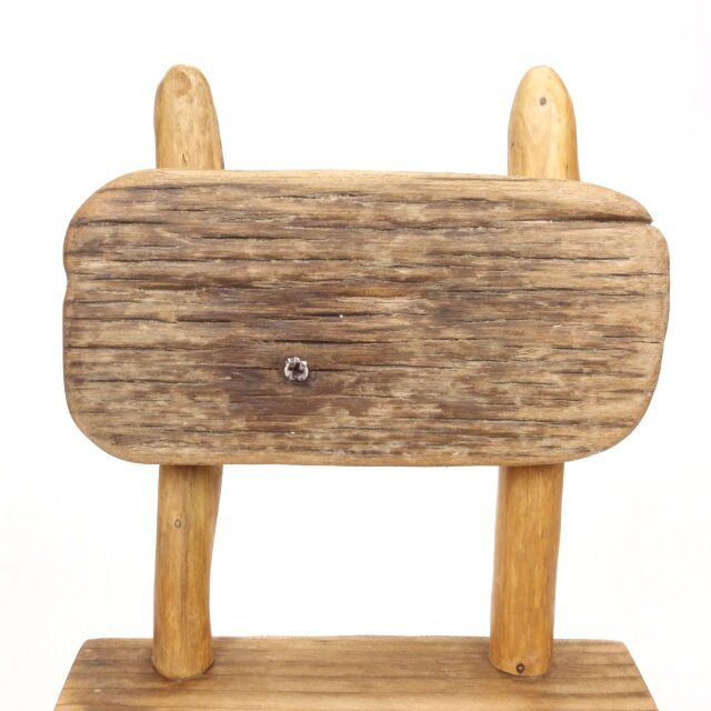 温泉流木】釘が残るレトロ背もたれ椅子型流木飾り台 スタンド 木製