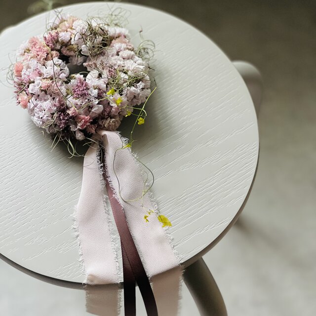 ふわりピンクのリース