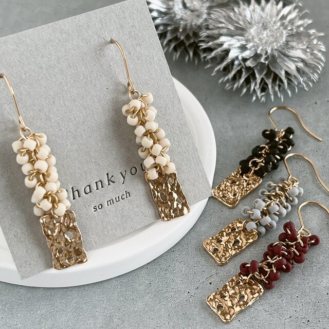 4color【ビーズリンクラインピアス orイヤリング】 | iichi 日々の