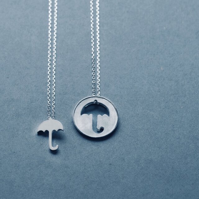 2コset) 傘 切り抜き ペア ネックレス シルバー925