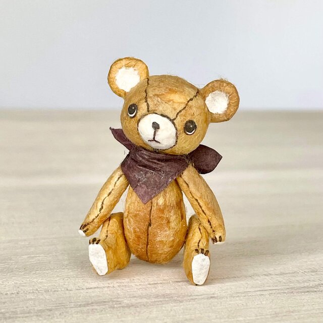 身長5cmのミニチュアテディベア(和紙で作った小さなくまのお人形