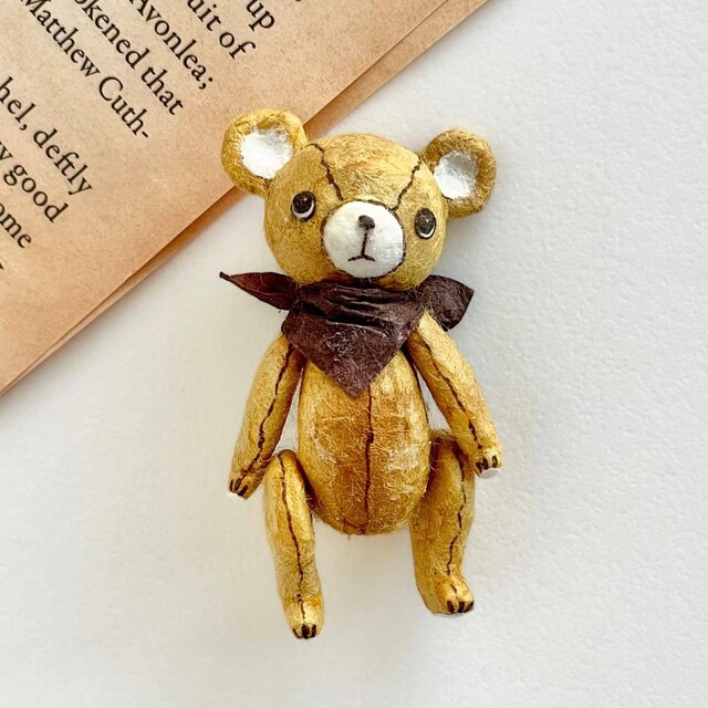 身長5cmのミニチュアテディベア(和紙で作った小さなくまのお人形