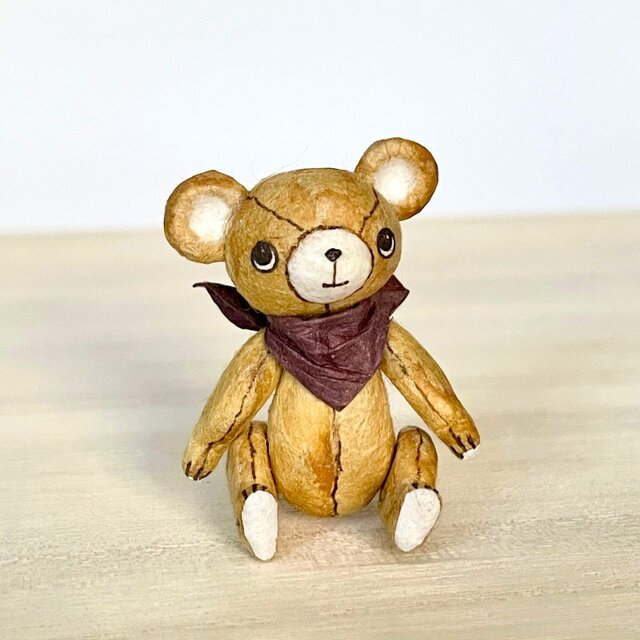 身長5cmのミニチュアテディベア(和紙で作った小さなくまのお人形