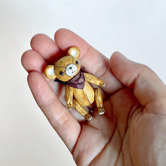 身長5cmのミニチュアテディベア(和紙で作った小さなくまのお人形