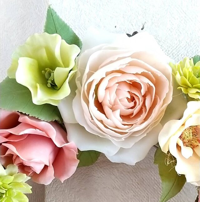クレイフラワー♡フラワーリース♡花の妖精さん♡ハンドメイド クレイフラワー♡フラワーリース♡花の妖精さん♡ハンドメイド