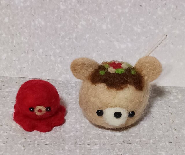 ✿羊毛フェルト✿くま、くま、くまさん✿茶✿ くまのマスコット＊羊毛フェルトのおすわりベア【受注生産