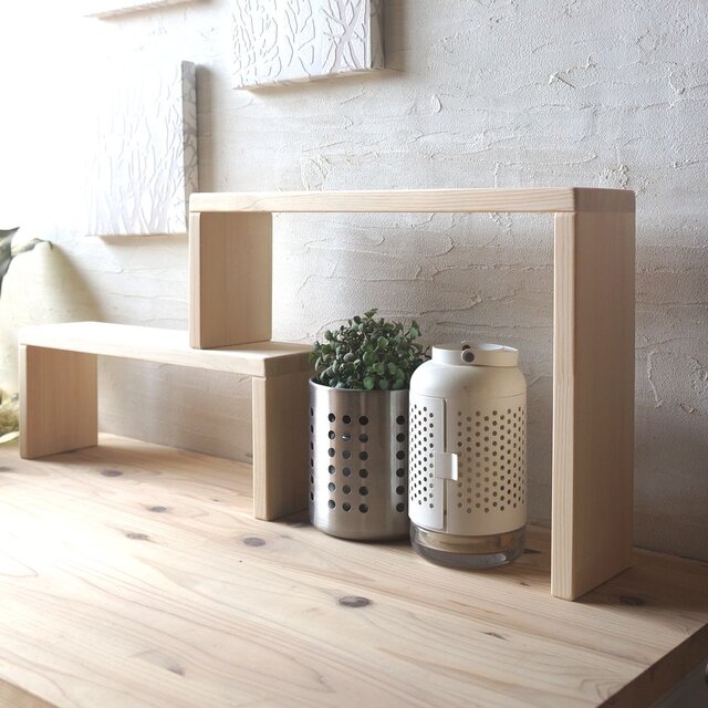 新サイズ 可動スリム収納 ミニ 収納棚 カウンター キッチン 水拭きOK 撥水仕上げ スライドシェルフ 観葉植物