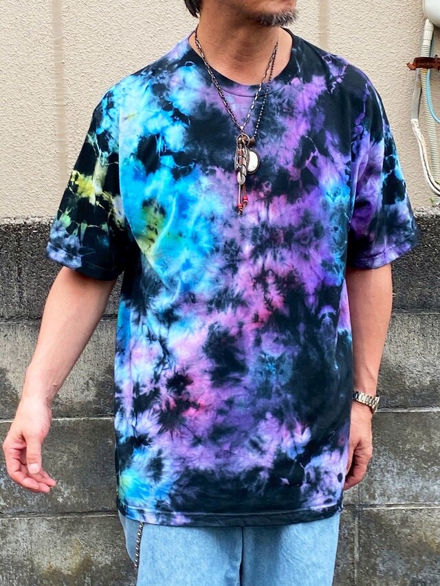 タイダイ Tシャツ XXLサイズ ブラック×カラフル Hippies Dye HD24-28